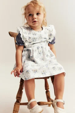 Baby white floral dress with lace