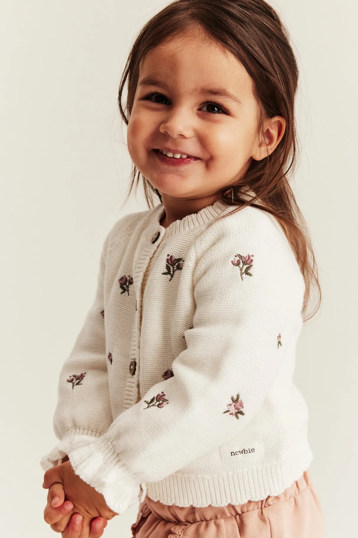 Baby white floral embroidery cardigan