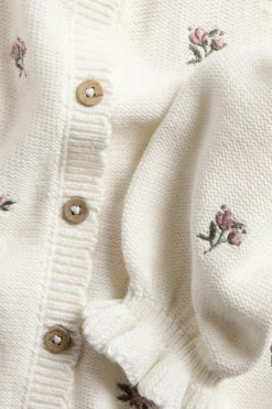 Baby white floral embroidery cardigan