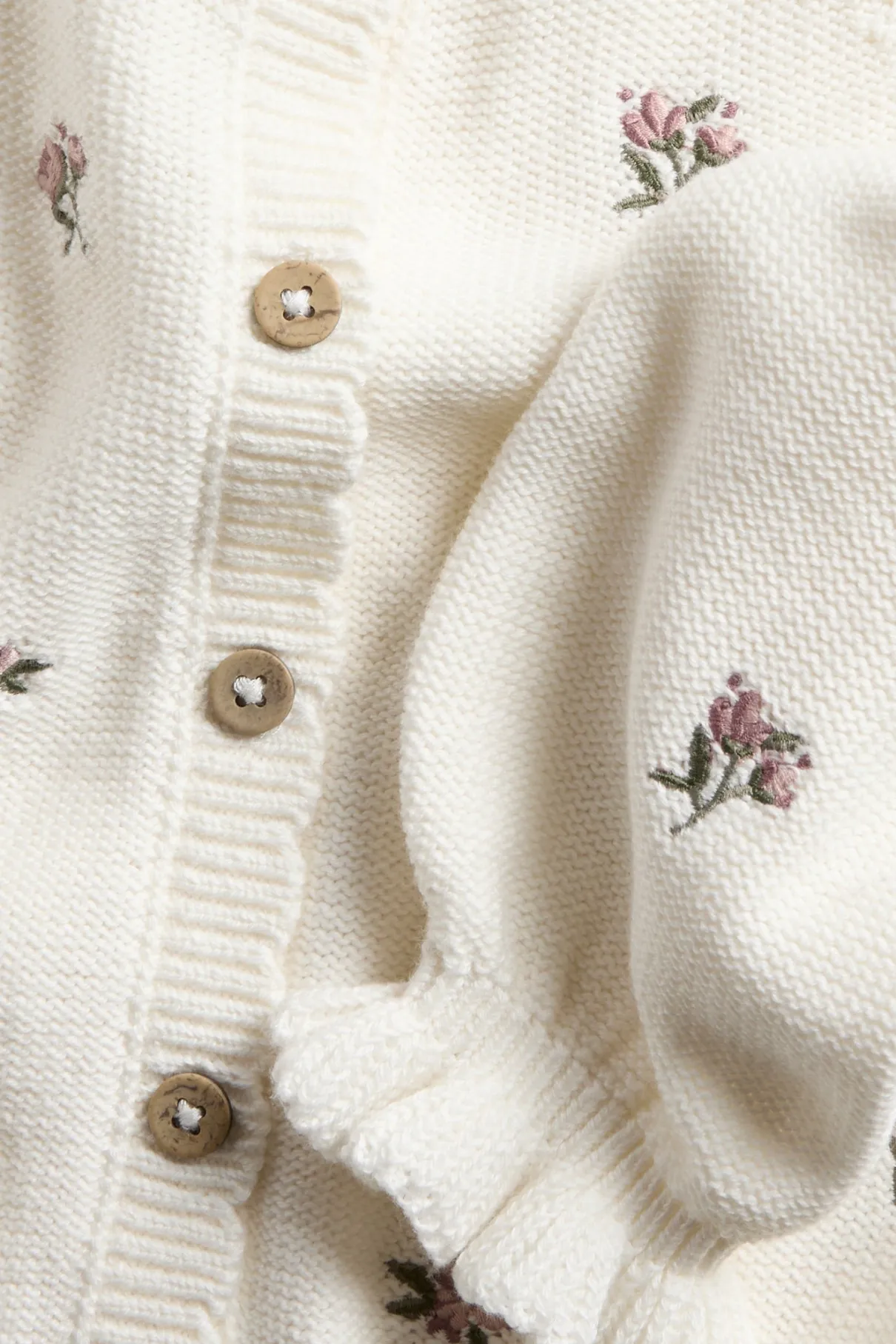 Baby white floral embroidery cardigan