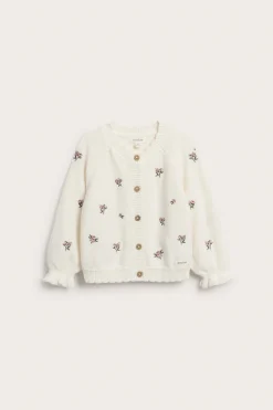 Baby white floral embroidery cardigan