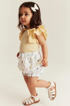 Baby white floral jersey shorts