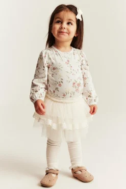 Baby white floral long-sleeve bodysuit
