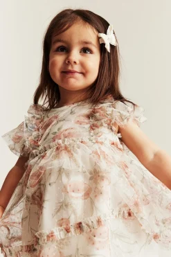 Baby white floral mesh dress