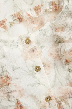 Baby white floral mesh dress