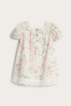 Baby white floral short sleeve dress