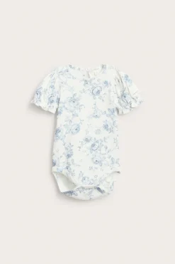 Baby white floral short sleeve bodysuit