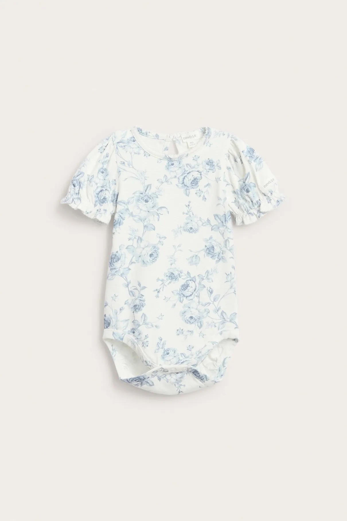 Baby white floral short sleeve bodysuit