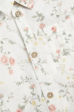 Baby white floral short-sleeve bodysuit