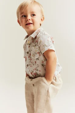 Baby white floral short-sleeve bodysuit