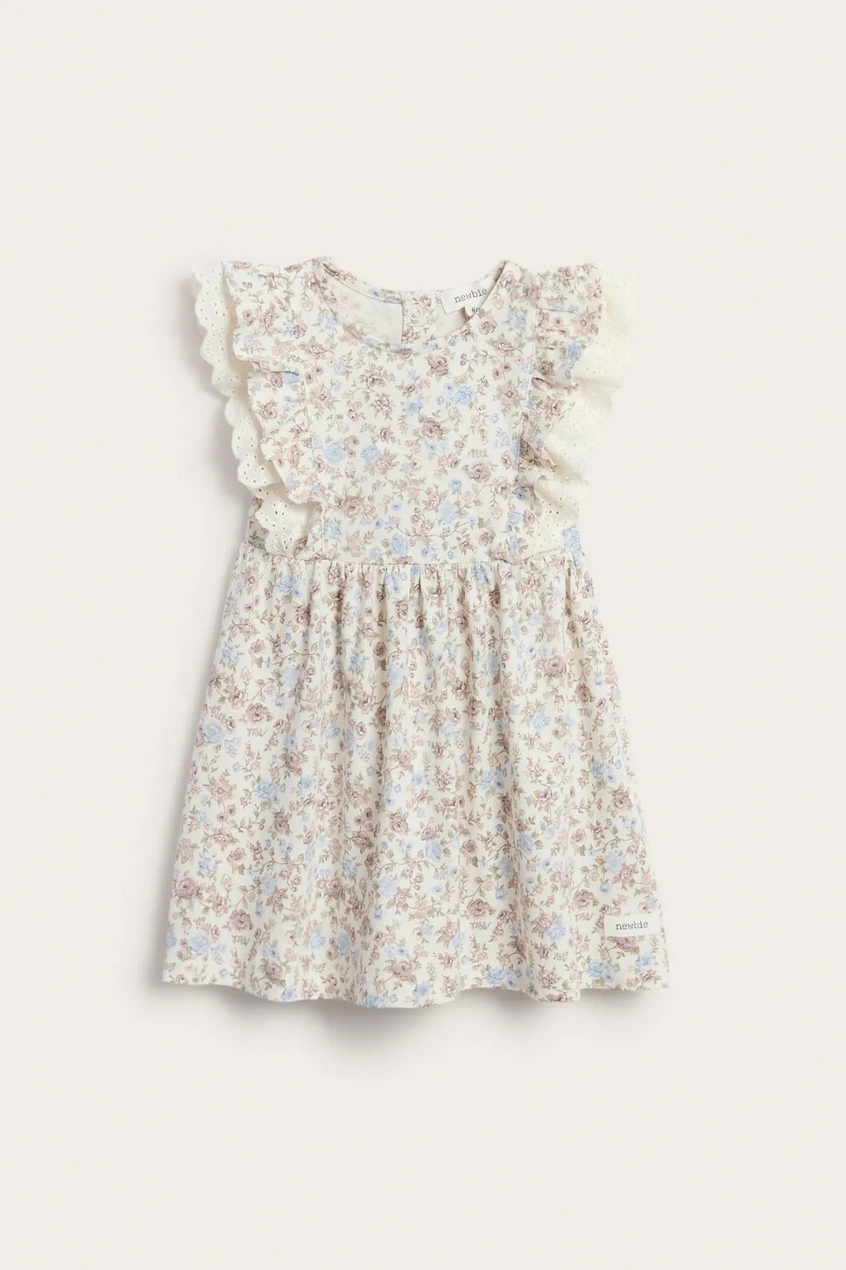 Baby white floral sleeveless dress with lace