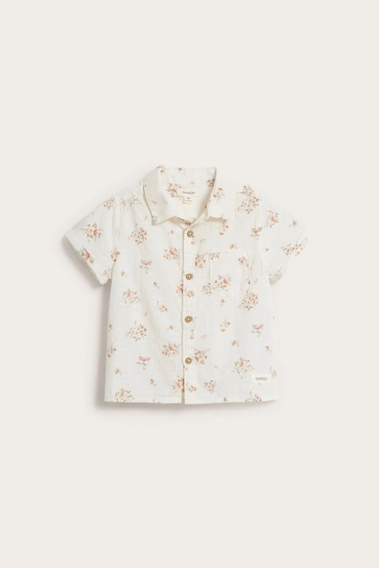 Baby white floral woven short-sleeved shirt