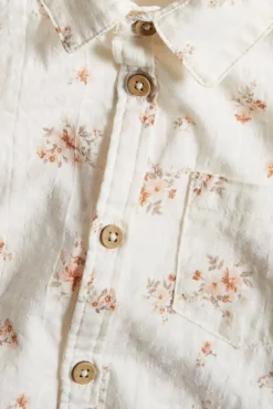 Baby white floral woven short-sleeved shirt