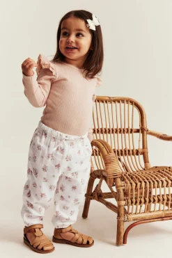 Baby white floral woven trousers