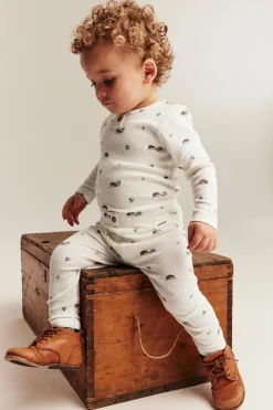 Baby white hedgehog-patterned leggings
