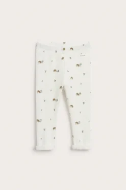 Baby white hedgehog-patterned leggings