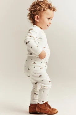 Baby white hedgehog-patterned leggings