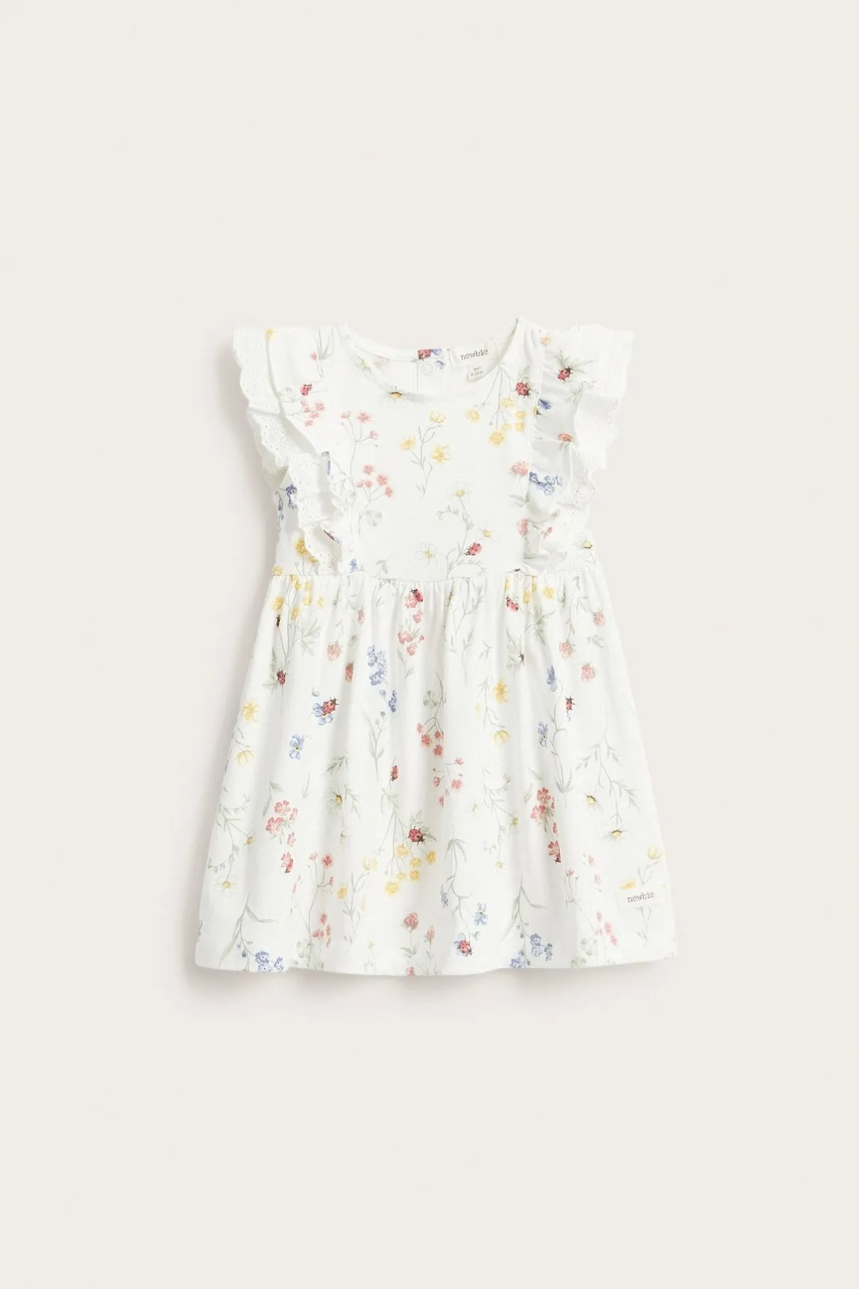 Baby white jersey dress with frill