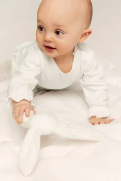 Baby white lace-cuff bodysuit