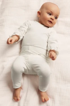 Baby white lace-cuff bodysuit