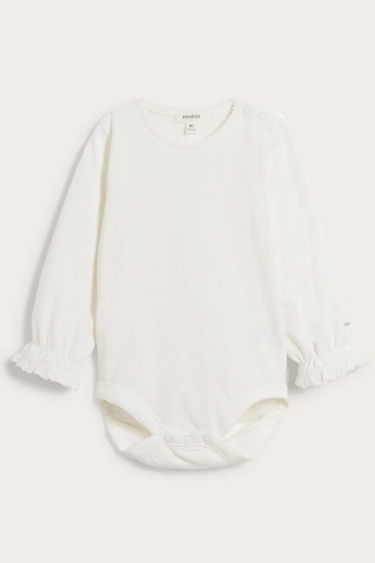 Baby white lace-cuff bodysuit