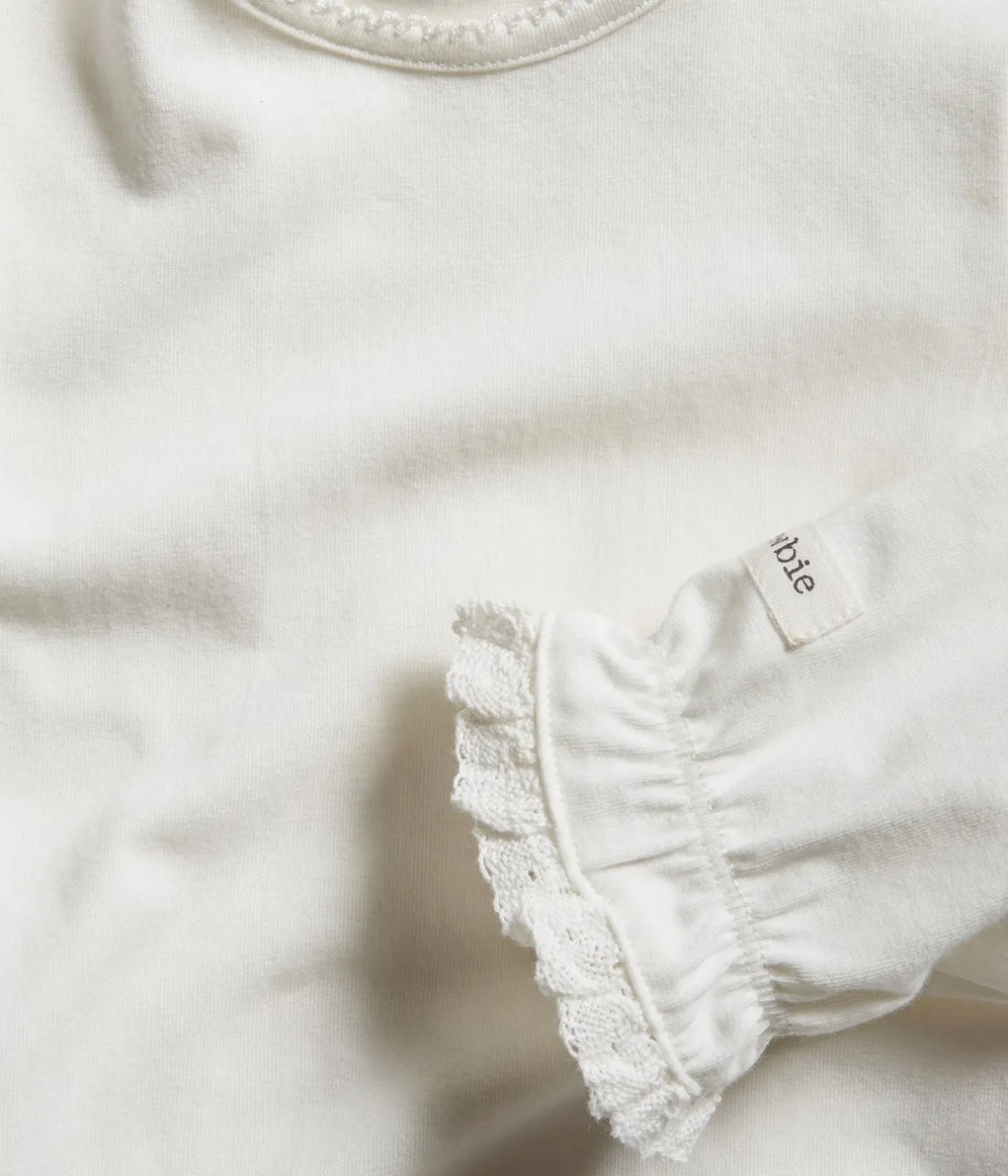 Baby white lace-cuff bodysuit