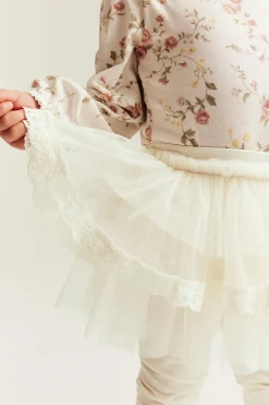 Baby white leggings with tulle skirt