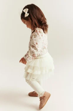 Baby white leggings with tulle skirt