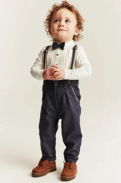 Baby white long-sleeved bodysuit with bow tie