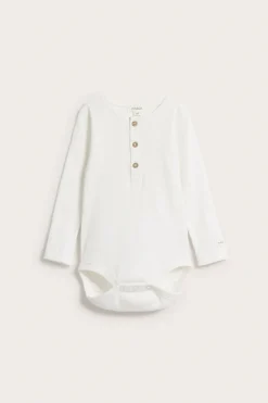 Baby white ribbed basic bodysuit