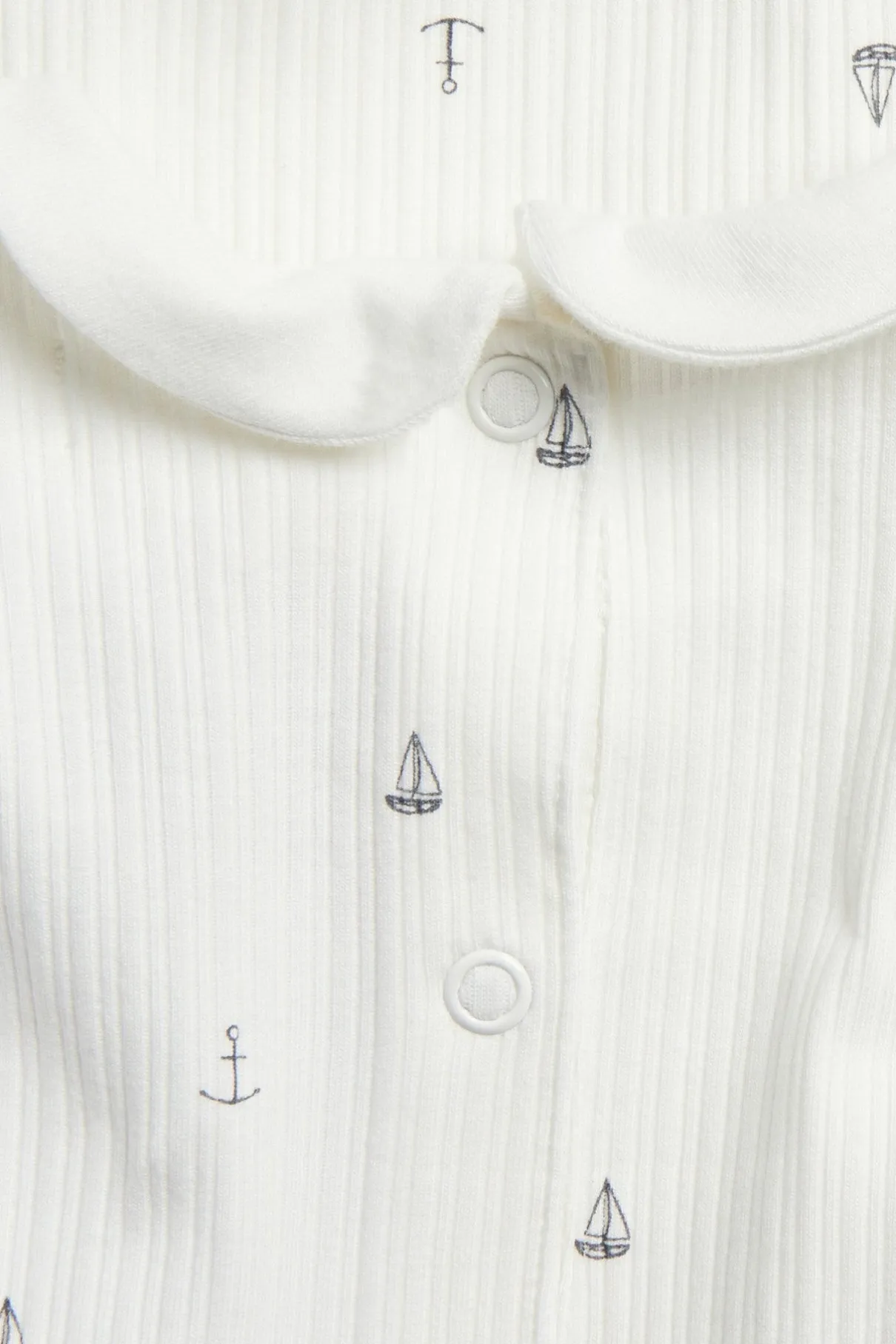 Baby white ribbed bodysuit with sailboats