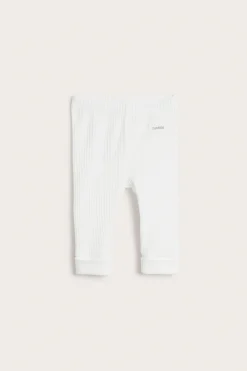 Baby white ribbed leggings