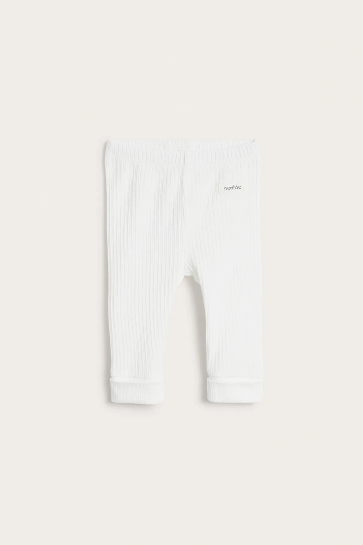 Baby white ribbed leggings