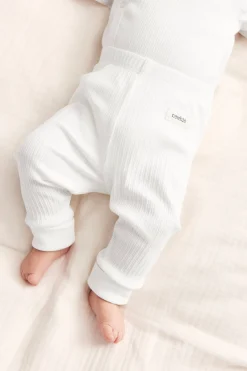 Baby white ribbed leggings
