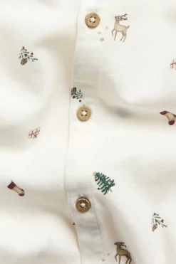 Baby white shirt bodysuit with Christmas print