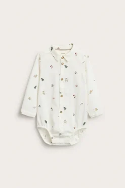 Baby white shirt bodysuit with Christmas print