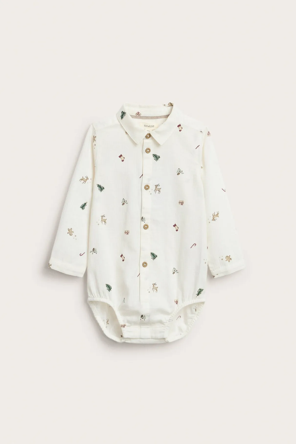 Baby white shirt bodysuit with Christmas print