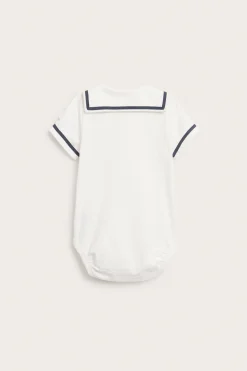 Baby white short sleeve sailor bodysuit