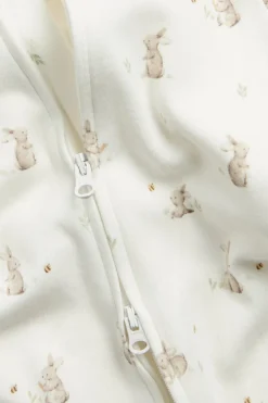 Baby white sleepsuit with bunny print