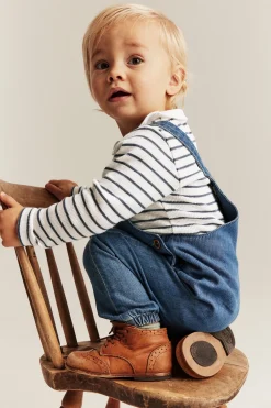 Baby white striped bodysuit with collar