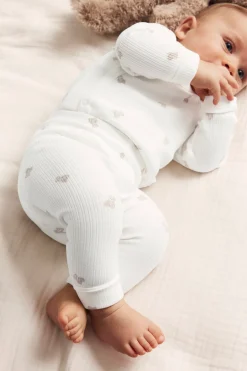 Baby white teddy bear leggings