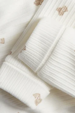 Baby white teddy bear leggings