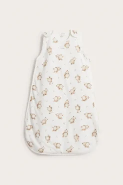 Baby white teddy bear patterned sleeping bag