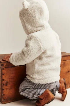 Baby white teddy jacket with hood