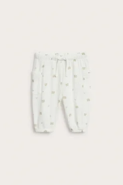 Baby white trousers with bear print