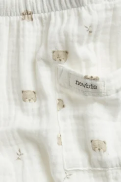 Baby white trousers with bear print