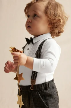 Baby white tuxedo bow tie bodysuit