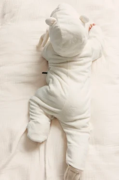 Baby white velour coverall
