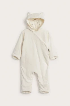 Baby white velour coverall