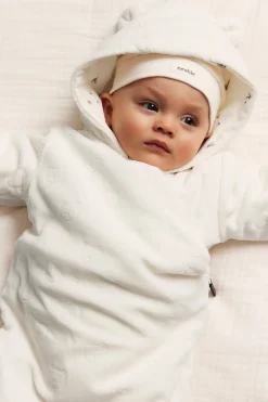 Baby white velour coverall